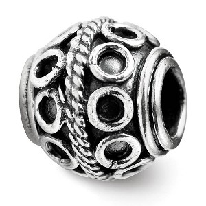 Black Bow Jewelry Sterling Silver Antiqued Artisan Circle & Rope Design Bead Charm - 1 of 3