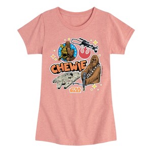 Girls' - Star Wars - Chewie Stickers Fitted Short Sleeve Graphic T-Shirt - 1 of 4