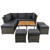Nellie 9-Piece All-weather Rattan Patio Conversation Set with Wood Coffee Table, Outdoor Furniture - Maison Boucle - 3 of 4