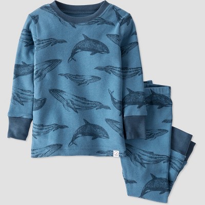 Baby Boys' 2pc Organic Cotton Wildlife Sleepwear Pajama Set - little planet by carter's White/Blue 18M