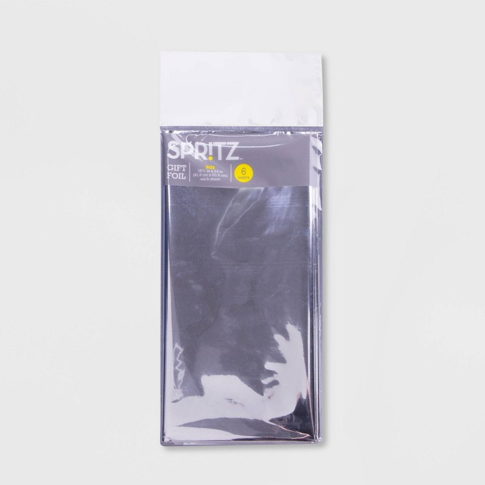 Photos - Other Souvenirs 6ct Mylar Pegged Gift Wrap Silver - Spritz™