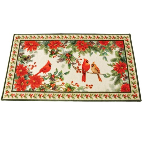 Collections Etc Holiday Cardinals Skid-Resistant Festive Accent Rug Medium Red - image 1 of 3