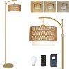 65"H Adjustable Height Standing Lamp With Remote 3 Color Temperatures For Living Room,Boho Style Floor Lamp With Rattan Shade For Bedroom-The Pop Home - 3 of 4
