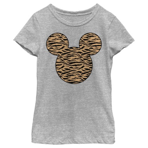 Girl's Disney Mickey Mouse Tiger Print Silhouette T-shirt : Target