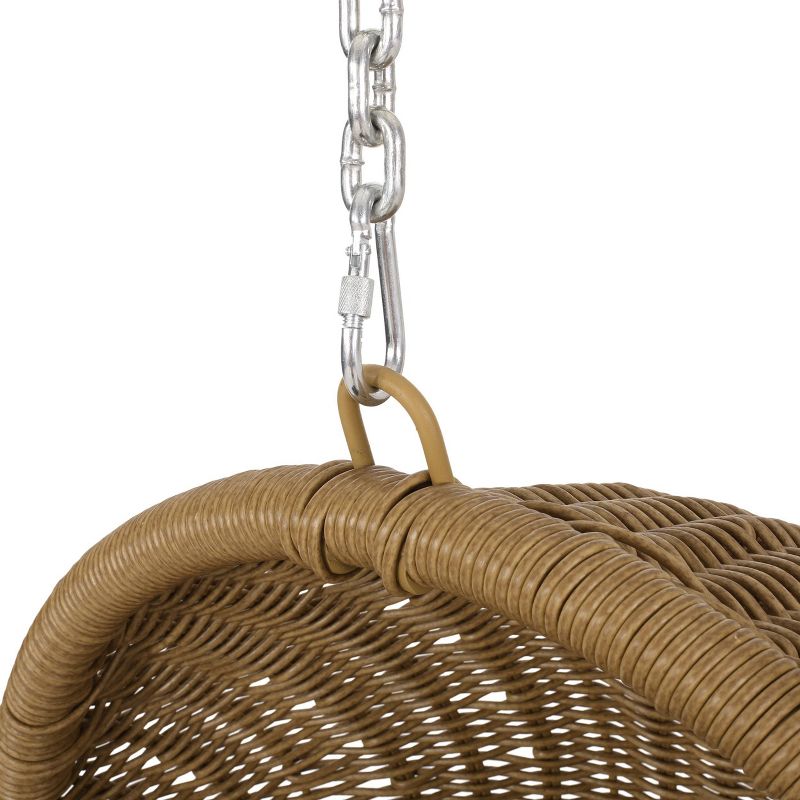 Ripley Outdoor Wicker Hanging Chair with Stand - Light Brown/Dark Gray - Christopher Knight Home, 4 of 10