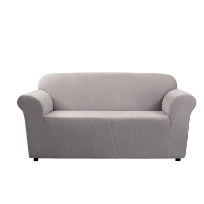 Stretch Chenille Loveseat Slipcover Gray- Sure Fit