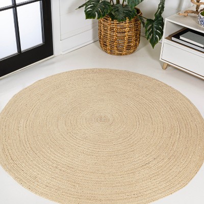 Round 5' Double Stripe Braided Jute Area Rug Charcoal/tan - Hearth & Hand™  With Magnolia : Target