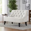 TiramisuBest Navy Blue Upholstered Settee, Button Tufted Loveseat with Wood Legs, Compact Sofa Bench for Small Spaces, Bedroom or Entryway - 3 of 4
