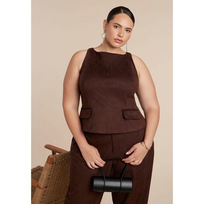 ELOQUII Women's Plus Size Faux Suede Flap Top
