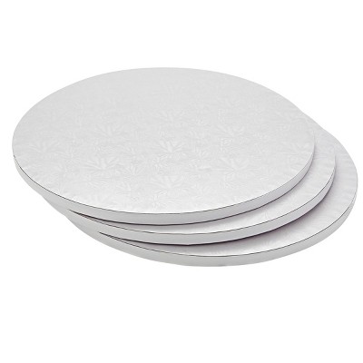 Juvale 3 Pack White 14 Inch Cake Drum Round, Circle Cake Boards Base for Desserts, Cake Decorating, Baking Supplies