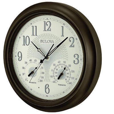 Oversized Oil Rubbed Bronze Outdoor Wall Clock with Thermometer and Hygrometer