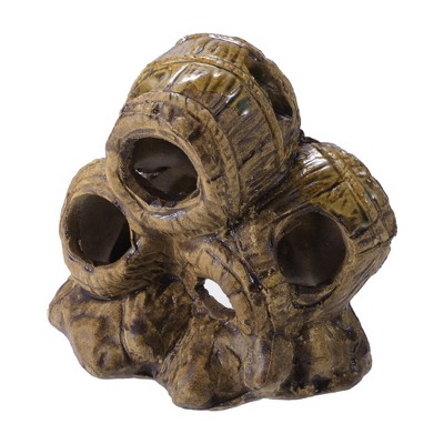 Unique Bargains Hiding Rock Small Fish Aquarium Decorations Ceramic Cave  Brown 4.53x4.13x4.13 1 Pc : Target