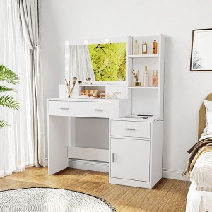 NicBex  Makeup Vanity Desk with Mirror Vanity Table with Mirror, 5 Drawers, 3 Level Dresser and Storage Cabinet for Bedroom - 1 of 4