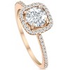 Pompeii3 1 1/4 Ct Moissanite & Diamond Cushion Halo Engagement Ring 10k Rose Gold - 2 of 4