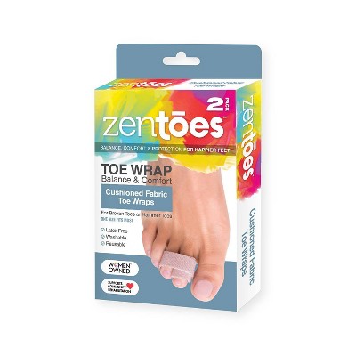 ZenToes Cushioned Fabric Toe Wraps for Broken & Hammer Toes - Beige - 2pk