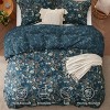 3 Pieces Reversible Striped Duvet Cover Set with Zipper Closure Bedding Set with 8 Corner Ties - 3 of 4