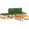 vidaXL 4-Piece Patio Lounge Set - Solid Acacia Wood Furniture with Green Cushions, Modular Design, Practical Coffee Table for Outdoor Living Space - 3 of 4