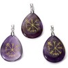 Viking Compass Pendant Necklace - Silver Plated with Healing Stone & Teardrop Crystal, 24 Inch - 3 of 4