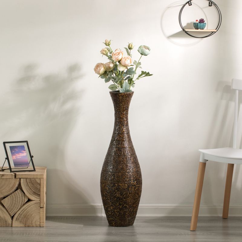 Uniquewise Modern Decorative Brown Textured Design Floor Flower Vase, for Living Room, Entryway or Dining Room, 31 inch, 2 of 6