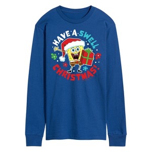 Men's - SpongeBob SquarePants - Have A Swell Christmas Long Sleeve Graphic T-Shirt - 1 of 4
