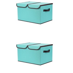 REGALWOVEN Fabric Collapsible Reinforced Versatile Storage Bin with Lid and Handle 2 Pcs - 1 of 4