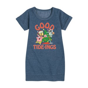 SpongeBob SquarePants Good Tide Graphic Short Sleeve Fleece Dress - Heather Navy - 2T - 1 of 4