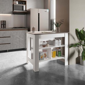 HomeStock Cortes Kitchen Island White - Taupe : Target