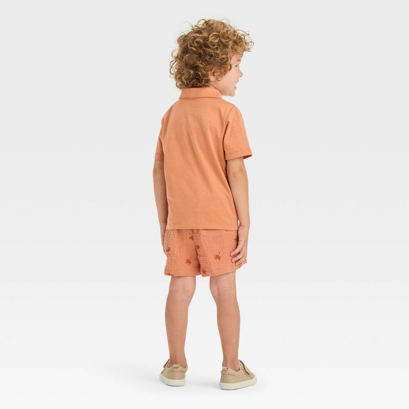 Toddler Boys' Bluey Gauze Polo Top and Shorts Set - Brown, 2 of 4