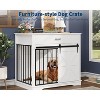 Coucheta Dog Crate Furniture, 37.8" Large Dog Kennel Indoor, Wooden Kennel Table with Sliding Barn Door and Storage Drawer, Indoor Dog House - 4 of 4