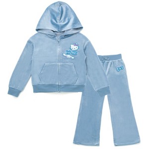 Hello Kitty Girls Velour Zip Up Hoodie and Jogger Pants Outfit Set Toddler - 1 of 4
