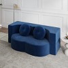 78.7" Modern Convertible Floor Sofa Bed with Round Pillows, Plush Corduroy Sleeper for Small Spaces and Guest Rooms -3irtyhousy - 2 of 4