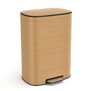 JANSNO Stainless Steel Ellipse Kitchen Trash Can – 13 Gallon (50L), Foot Pedal Operated, Soft Close - 1 of 4