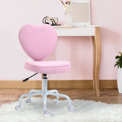 NicBex Adjustable Home Office Chair Modern Linen Fabric Computer Chair Vanity Chair with Love Shaped Back for Office, Study, Living Room