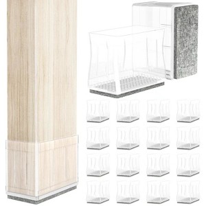 Aoibox Rectangle Chair Leg Protectors 1x2 Inch Silicone Felt Pads for Hardwood Tile Floors Noise Reduction Easy Move 16 PCS Clear - 1 of 4
