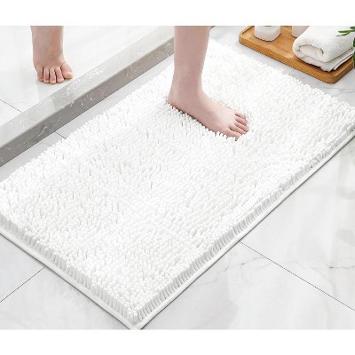 Home Mart Goods White Soft Cozy Plush Chenille Bath Mat Bathroom Rug - 47"x27"