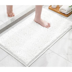 Home Mart Goods White Soft Cozy Plush Chenille Bath Mat Bathroom Rug - 47"x27" - 1 of 4