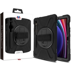 MyBat Rotatable Stand Protector Case (with Wristband) for Samsung Galaxy Tab S9 - Black / Black - 1 of 4