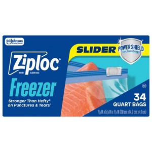 Ziploc Slider Freezer Quart Bags - 136ct: Slide Zip, Clear, For