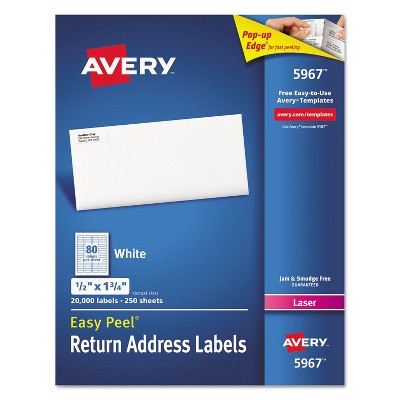 Avery White Address Labels for Laser Printers 1/2 x 1 3/4 20000/Box 5967