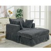 LOVSON 47.7'' Oversized Corduroy Chaise Longue with Ottoman, Deep Seat Reclining Chair Sofa, Comfy Thicked Upholstered Pad Chair , Dark Gray - 3 of 4