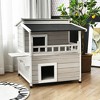 Costway 2-Story Wooden Patio Luxurious Cat Shelter House Condo w/ Large Balcony - 4 of 4