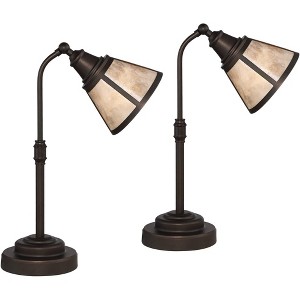Regency Hill Malta 18 1/2" High Small Farmhouse Rustic Traditional Desk Lamps Set of 2 Adjustable Brown Satin Bronze Finish Home Office Living Room - 1 of 4