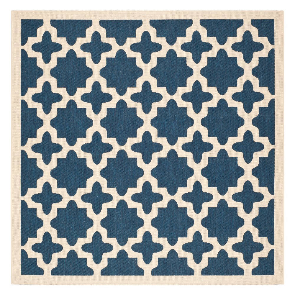 4' x 4' Square Natalie Patio Rug Navy/Beige - Safavieh