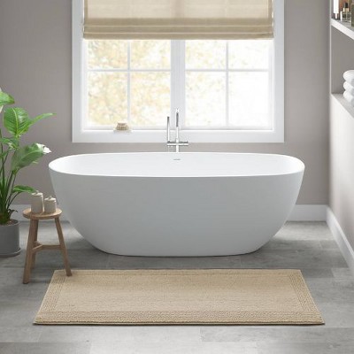 Kumasinova Plush Cotton Bathroom Rug, 3000 GSM Reversible Bath Rug, Tufted Washable Rug, Non-Slip Area Rug, Door Mat