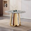 Dolonm 47-inch Round Modern Marble Dining Table with Stainless Steel Base for Kitchen, Dining Room - 3 of 4
