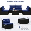 Costway 5 Piece Outdoor Furniture Set with Seat & Back Cushions Tempered Glass Tabletop Black/Blue - 3 of 4