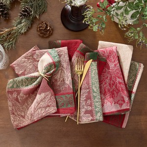 Prestige Poinsettia Jacquard Napkin Set of 8 - Multicolor - 17x17 - Elrene Home Fashions - 1 of 2