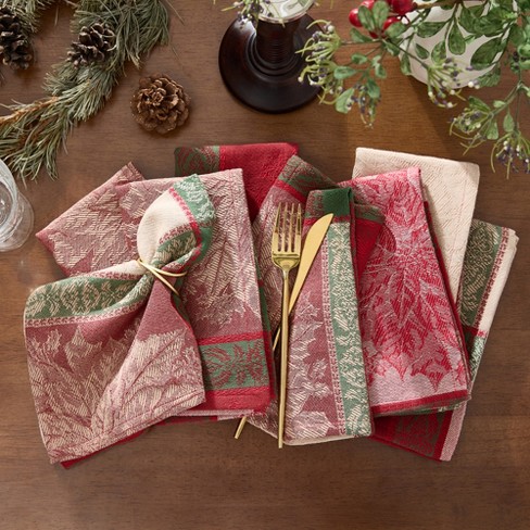 Prestige Poinsettia Jacquard Napkin Set of 8 - Multicolor - 17x17 - Elrene Home Fashions - image 1 of 2