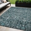 Dark Green Aqua And Charcoal Oriental Washable Indoor Outdoor Area Rug - 2 of 4