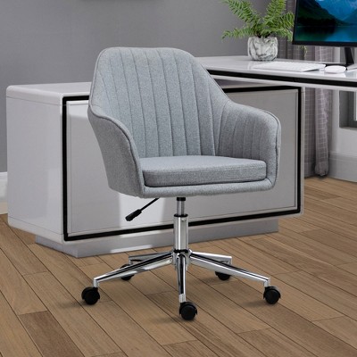 Gray Fabric Mid-Back Swivel Task Chair with Metal Base